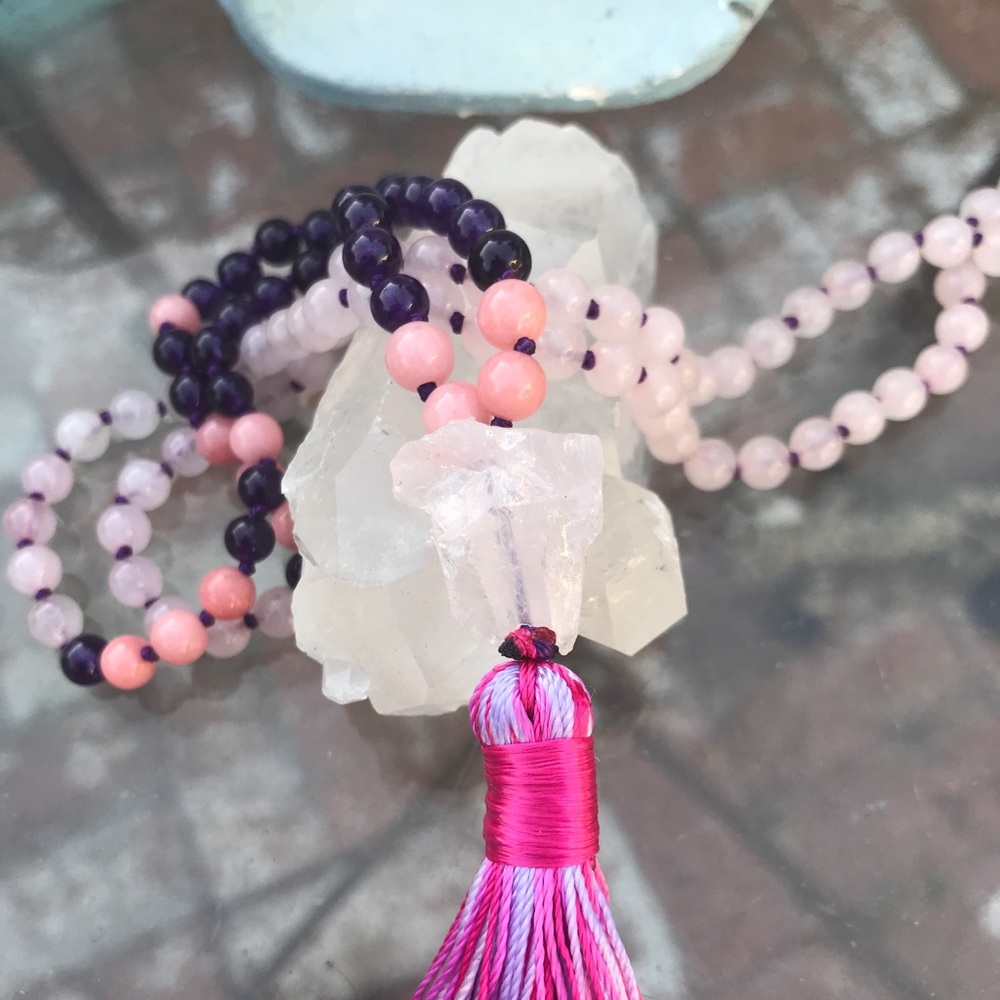 Last one! Rose quartz, amethyst and pink jade Mala ✨charged✨ - Picture 2 of 8